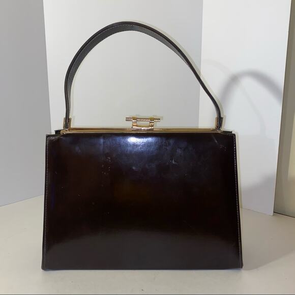 VNTG 50s AIR STRIP patent leather hand bag - Picture 5 of 5